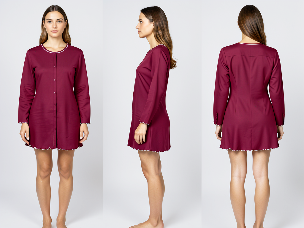 Women’s Maroon Knee-Length Button Maxi Dress