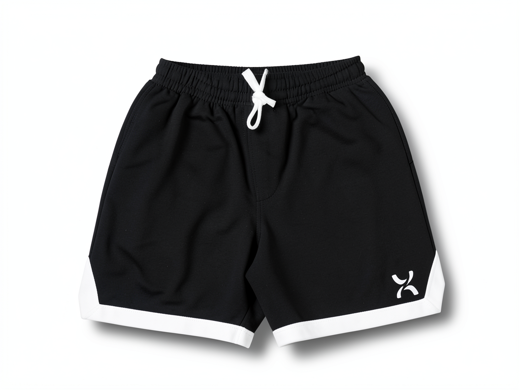 Men’s Black Athletic Shorts with White Trim