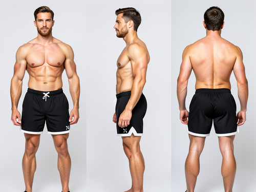 Men’s Black Athletic Shorts with White Trim