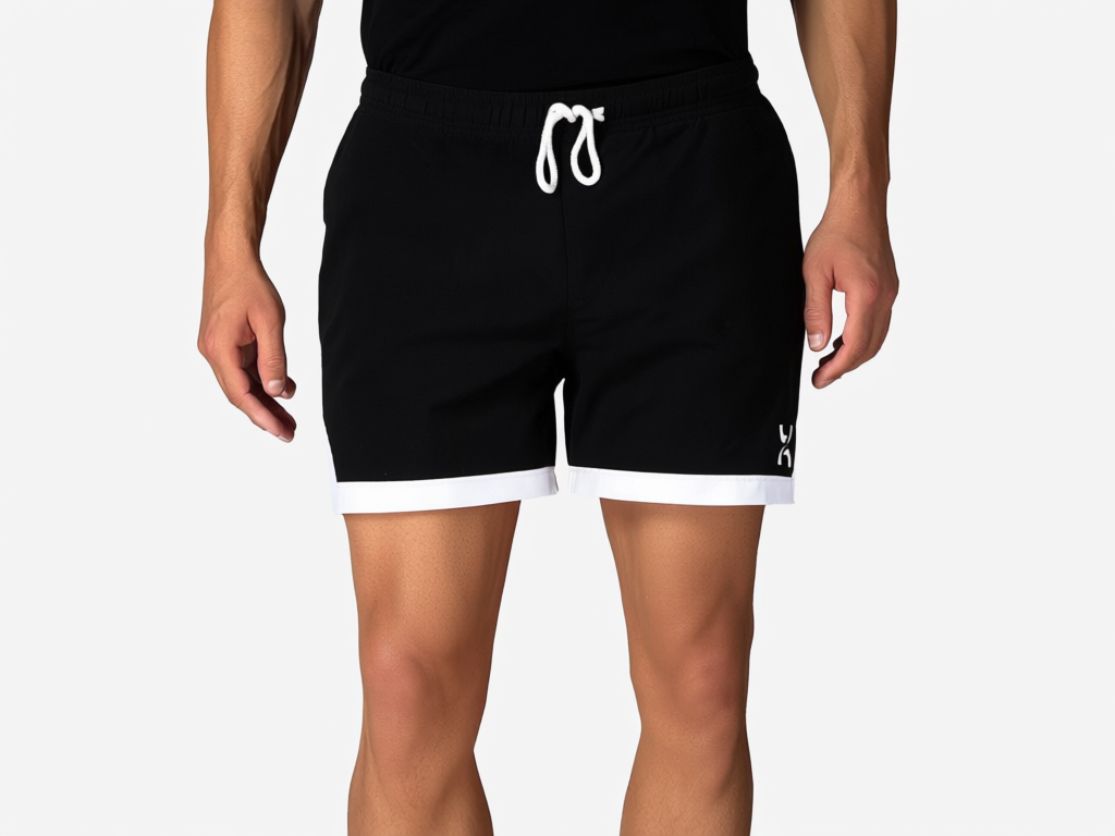 Men’s Black Athletic Shorts with White Trim